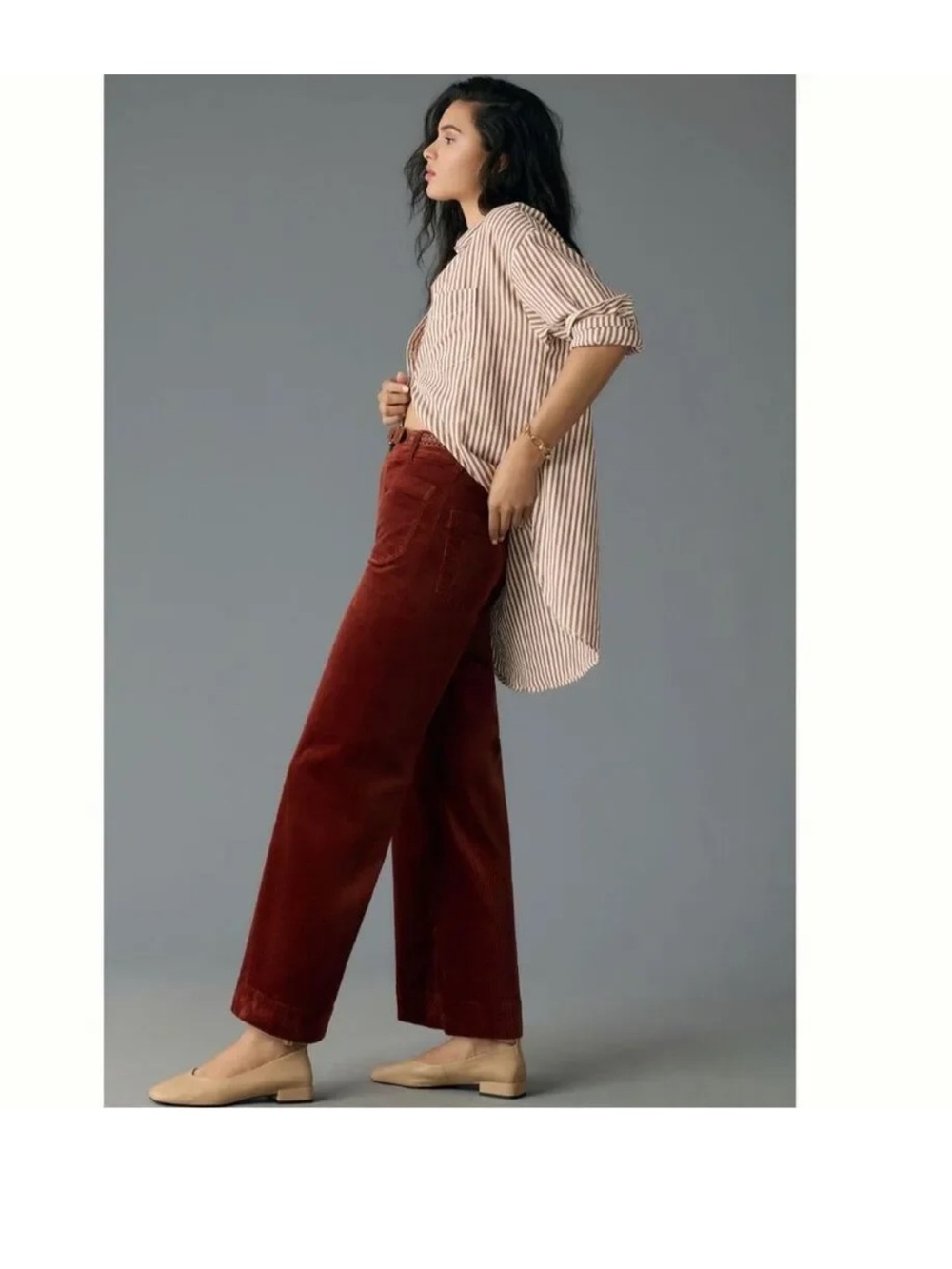 Anthropologie Maeve women’s Colette Cropped Wide Leg Corduroy Pants - Picture 2 of 9